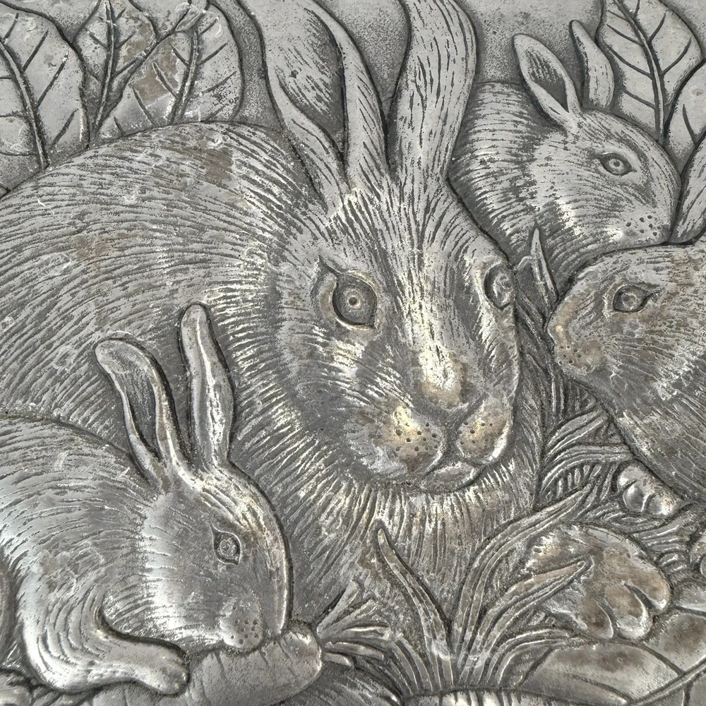 Vintage Serving Tray / Trinket Tray With Bunny Rabbits‎ By Arthur Court